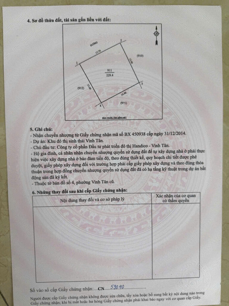 🏡 BÁN LÔ BIỆT THỰ HANDICO VINH TÂN – ĐƯỜNG BẰNG LĂNG 4
